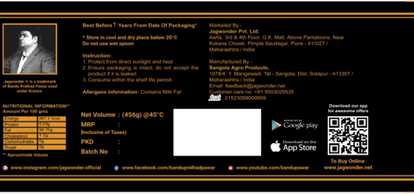 Jagwonder A2 Gir Cow Ghee 250ml Lactose free , infused with tulsi for balancing tridosha , | Cultured, Bilona Method, Pure Desi Ghee | Made in Small Batches