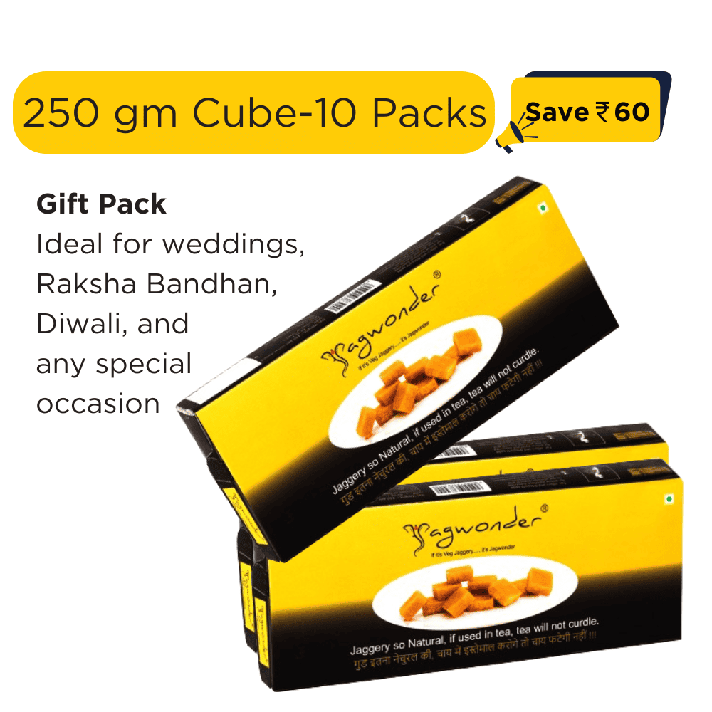 Jagwonder Jaggery Cubes 250 gm × 10 Pack in 5gm Cubes form, 2.5kg