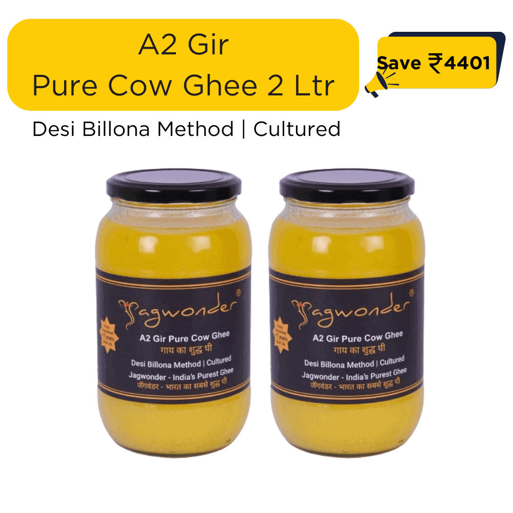 Jagwonder A2 Gir Cow Ghee 2L (1L x 2), infused with tulsi for balancing tridosha , Cultured & Bilona Made