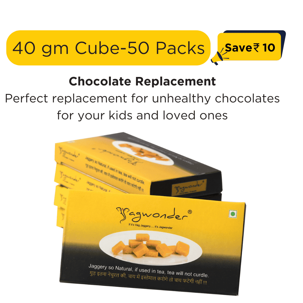 Jagwonder Jaggery Cubes 40gm × 50 Pack in 5gm Cubes form ,  2kg