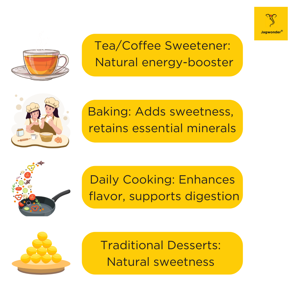 Jagwonder Natural Jaggery Powder 4Kg (8 x 500g Jars) | Crushed Natural Gud | No Chemicals, Sulphur-Free
