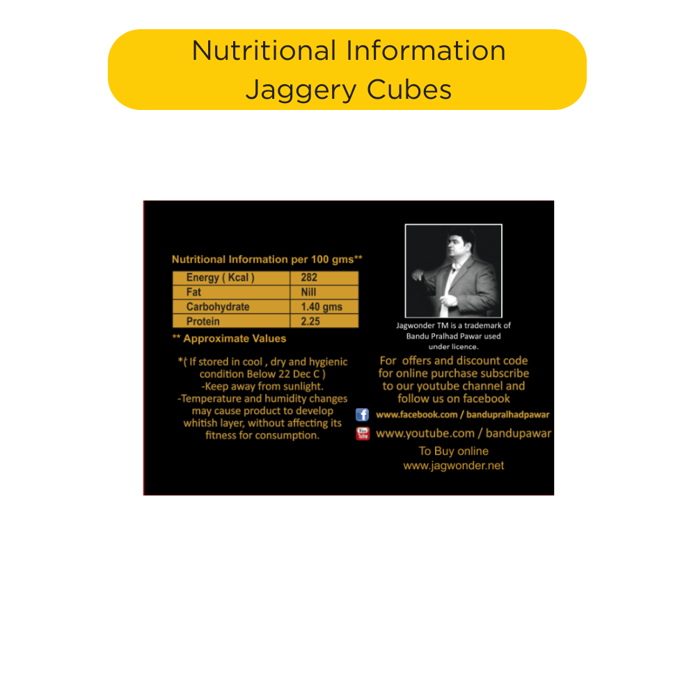 Jagwonder Jaggery Cubes 1 Kg in 5 gm cubes form ( 500GM 2 Packs )