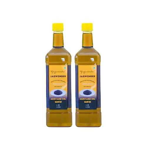 Jagwonder Cold Pressed Mustard Oil 2 litre (1 Litre 2 Bottles)Wood pressed Pack of 2