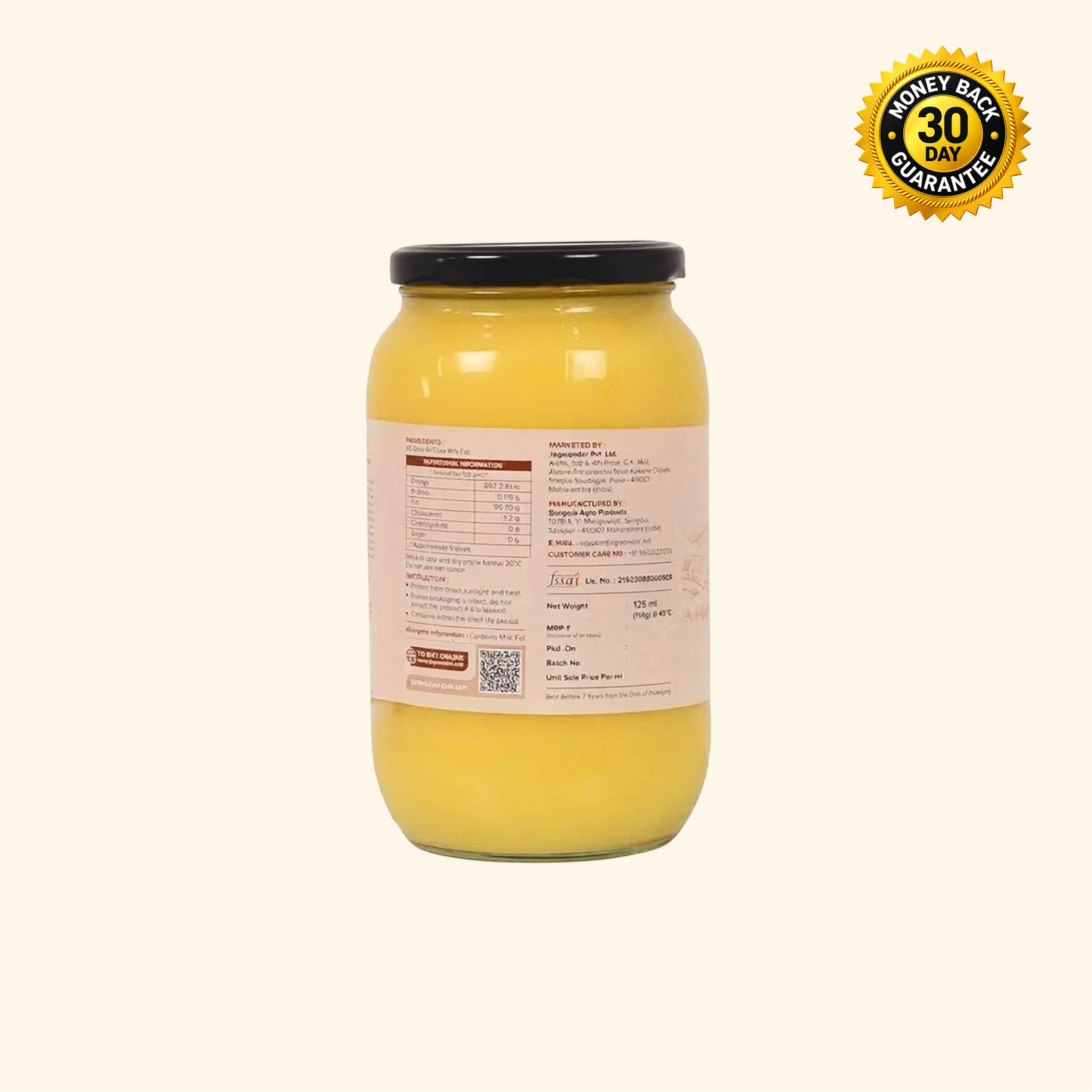 Jagwonder A2 Gir Cow Ghee 250ml ( 125ml*2) Lactose free , infused with tulsi for balancing tridosha , | Cultured, Bilona Method, Pure Desi Ghee | Made in Small Batches
