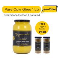 Jagwonder Pure Cow Ghee, 1 Litre Billona Method, Cultured +  Free Gift ( Jaggery Powder 500gm 2 Jar ) worth Rs.400