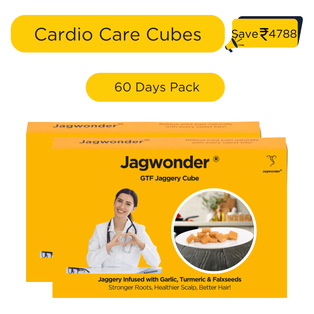 Cardio Care Jaggery Cubes – Garlic, Turmeric & Flaxseed Infused | Natural Cholesterol & Heart Health Support | GTF Ayurvedic Jaggery Cubes