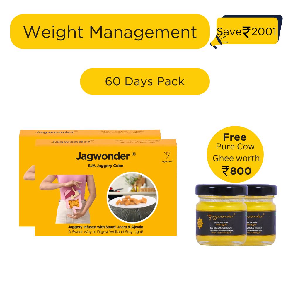 SJA Weight Management Jaggery Cubes – Saunf, Jeera, Ajwain | Ayurvedic Remedy for Digestion, Bloating & Glowing Skin | 100% Natural & Chemical-Free