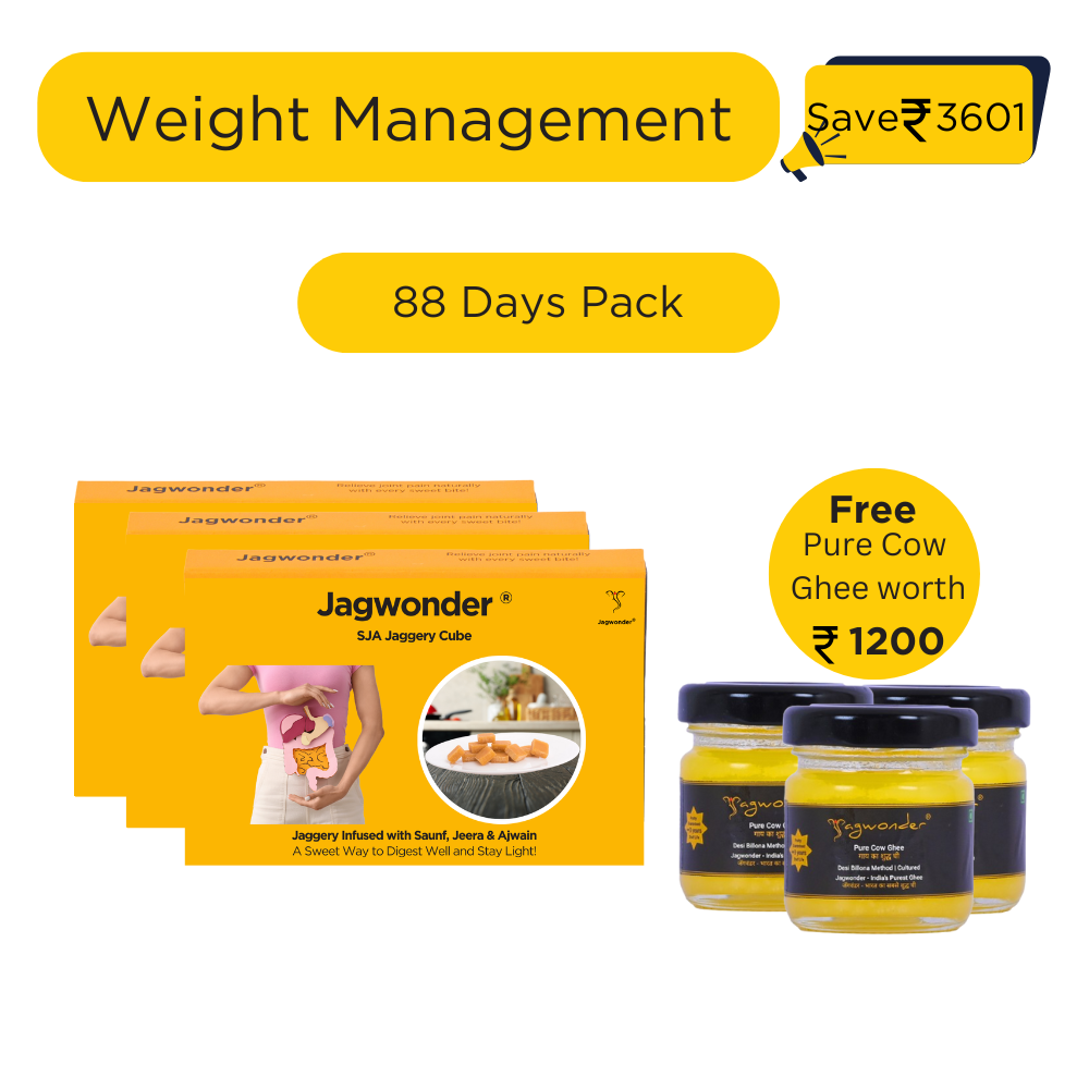 SJA Weight Management Jaggery Cubes – Saunf, Jeera, Ajwain | Ayurvedic Remedy for Digestion, Bloating & Glowing Skin | 100% Natural & Chemical-Free