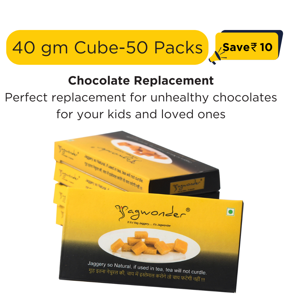 Jagwonder Jaggery Cubes 40gm × 50 Pack in 5 gm Cubes form ,  2kg