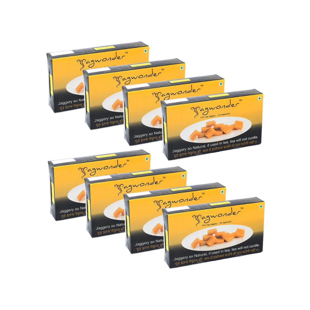 Jagwonder Jaggery Cubes 4kg (500g × 8) | Pure & Natural Gud in 5g Cubes | Chemical-Free, Hygienic |