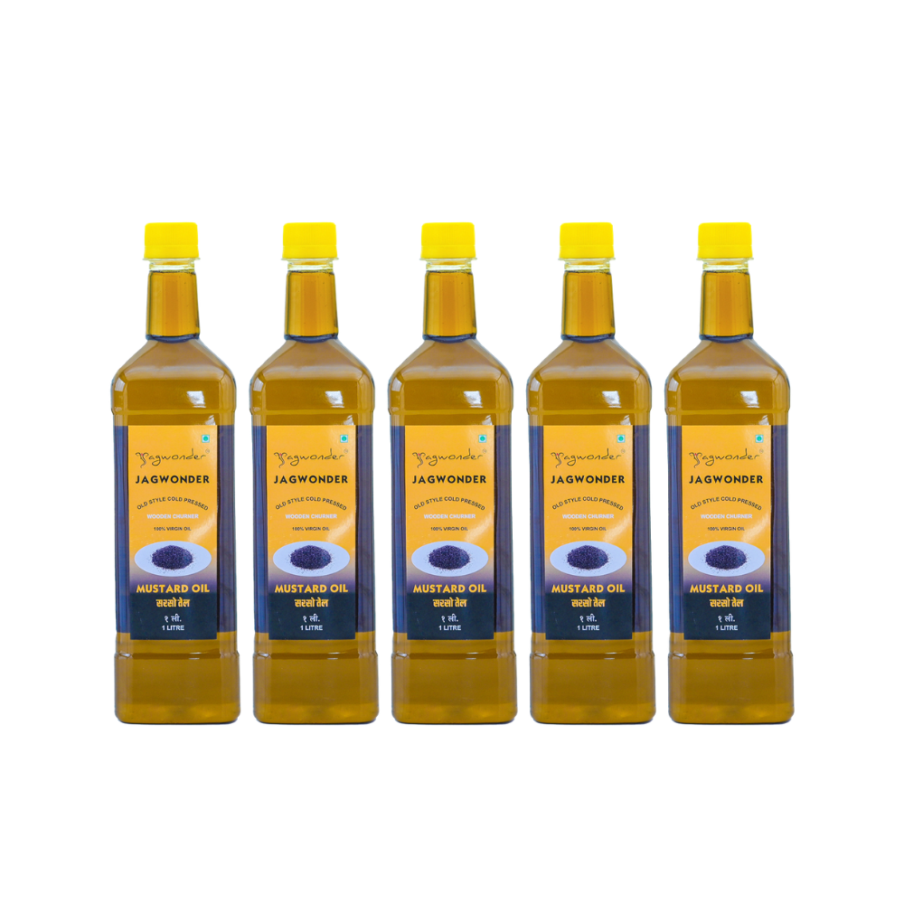 Jagwonder Cold Pressed Mustard Oil 5 ltr (1 Ltr 5 Bottles)