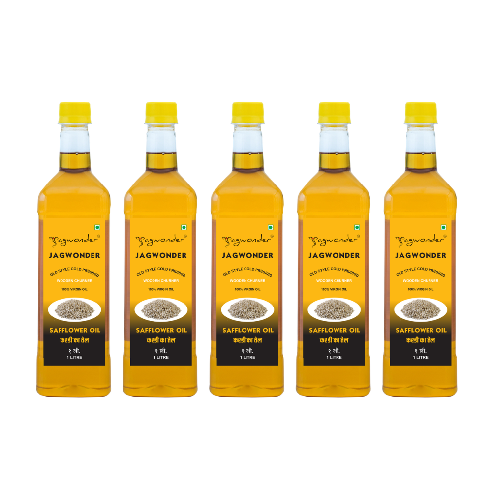 Jagwonder Cold Pressed Safflower Oil 5 litre (1 Litre 5 Bottles)