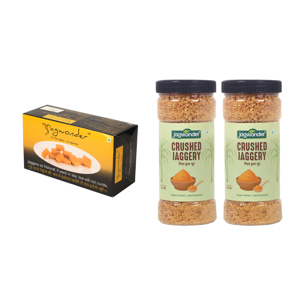 Jagwonder Jaggery Cubes 850gm + Powder 1 Kg