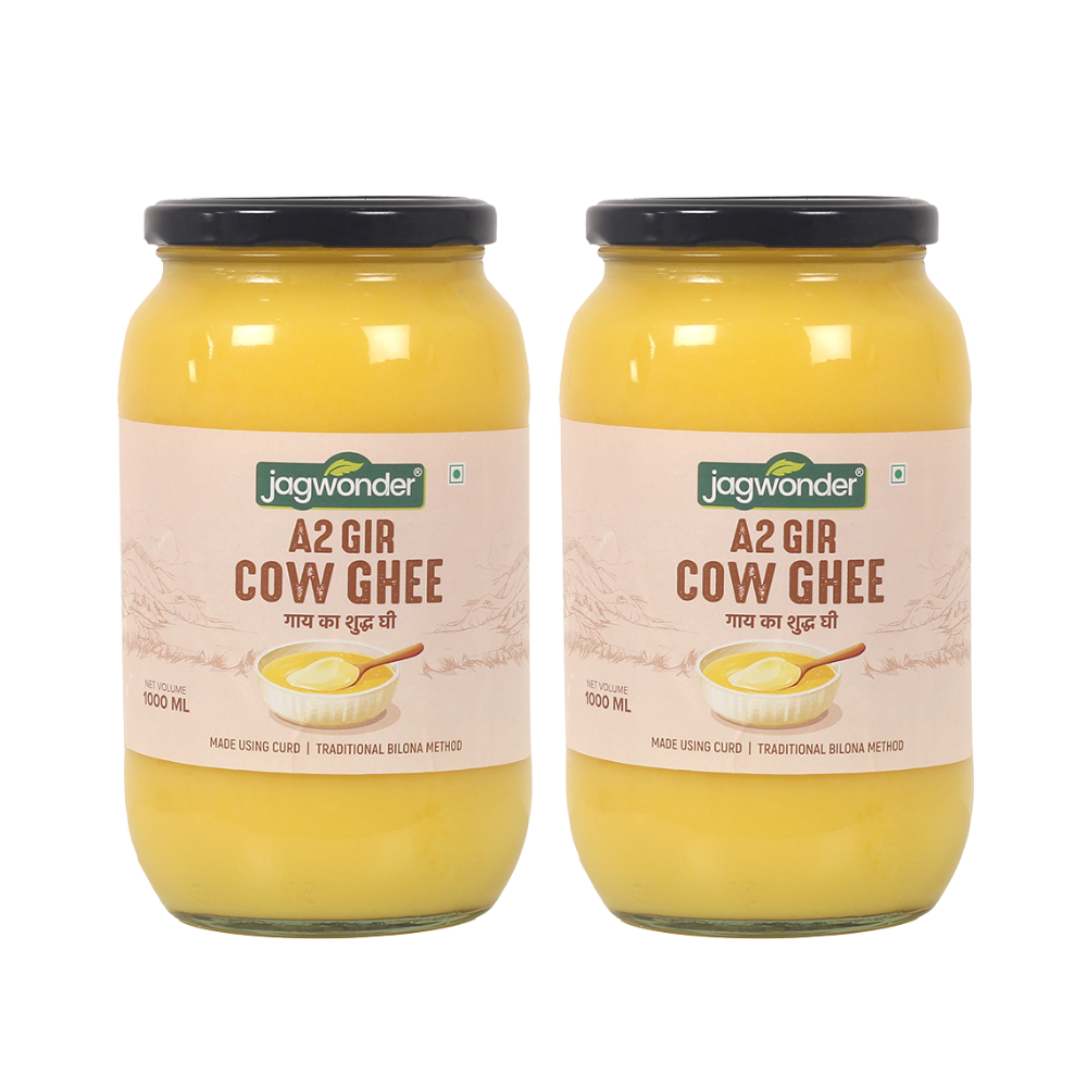 Jagwonder A2 Gir Cow Ghee 2L (1L x 2), Lactose free and infused with tulsi for balancing tridosha , Cultured & Bilona Made
