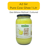 Jagwonder A2 Gir Cow Ghee 1 Ltr, Lactose free and infused with tulsi for balancing tridosha , Billona Method, Cultured, Glass Jar