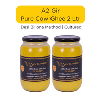 Jagwonder A2 Gir Cow Ghee 2L (1L x 2), Lactose free and infused with tulsi for balancing tridosha , Cultured & Bilona Made