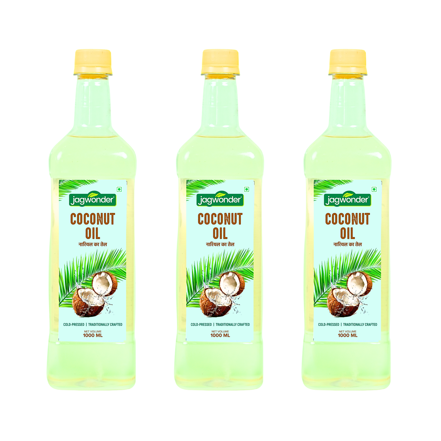 Jagwonder Cold Pressed Coconut Oil 3 litre (1 Litre 3 Bottle)