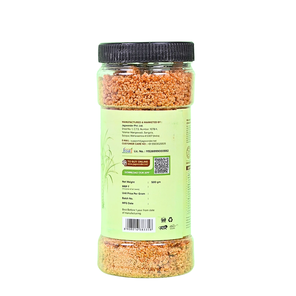 Jagwonder Natural Jaggery Powder 4Kg (8 x 500g Jars) | Crushed Natural Gud | No Chemicals, Sulphur-Free