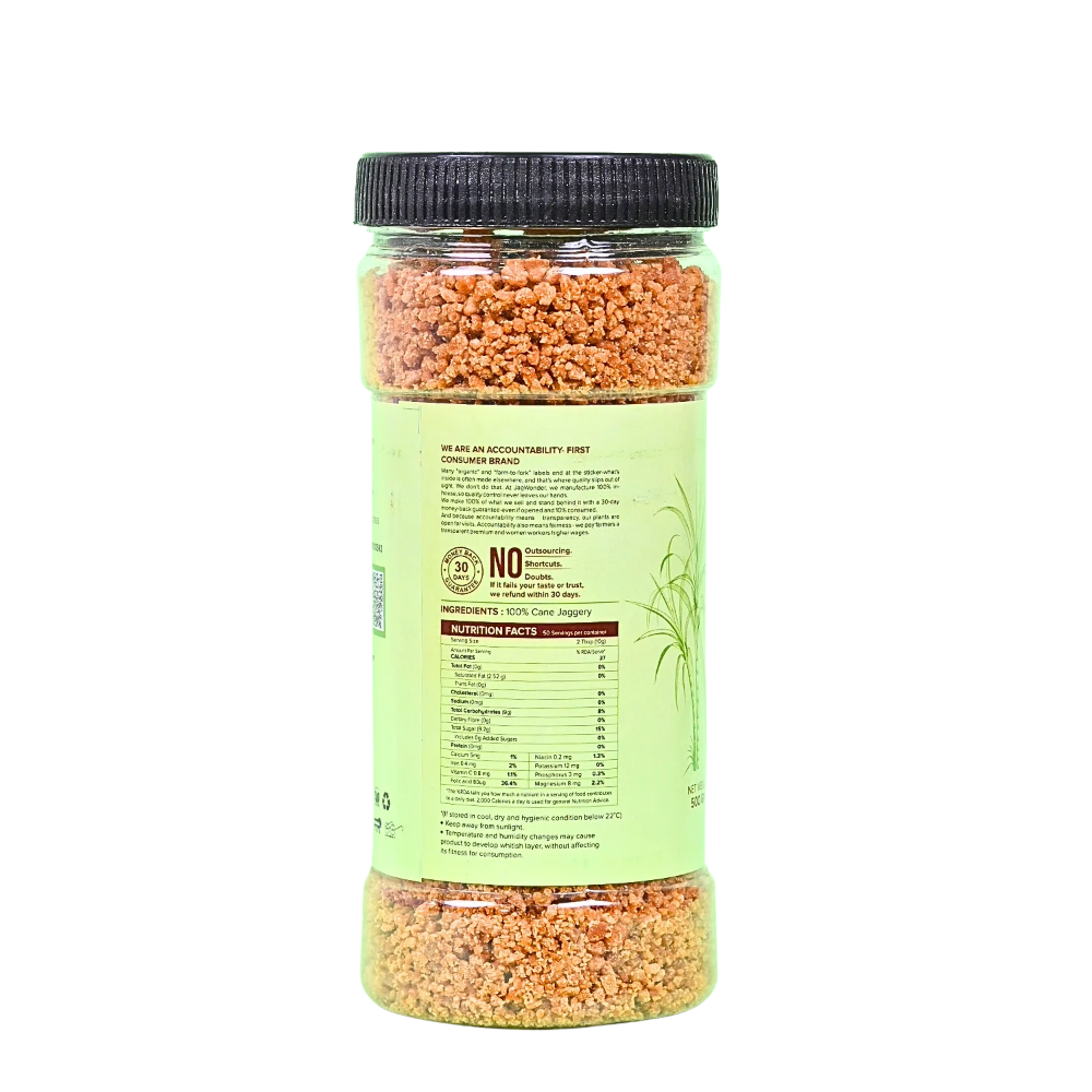 Jagwonder Natural Jaggery Powder 4Kg (8 x 500g Jars) | Crushed Natural Gud | No Chemicals, Sulphur-Free