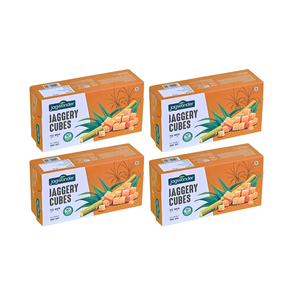 Jagwonder Jaggery Cubes 850gm  × 4 Packs in 5gm Cubes form