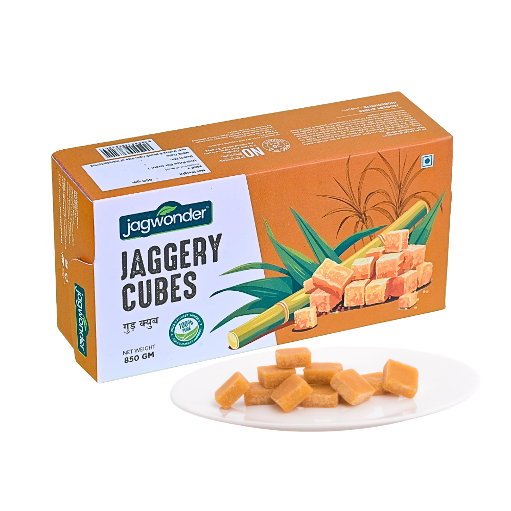 Jagwonder Jaggery Cubes 850gm  × 4 Packs in 5gm Cubes form