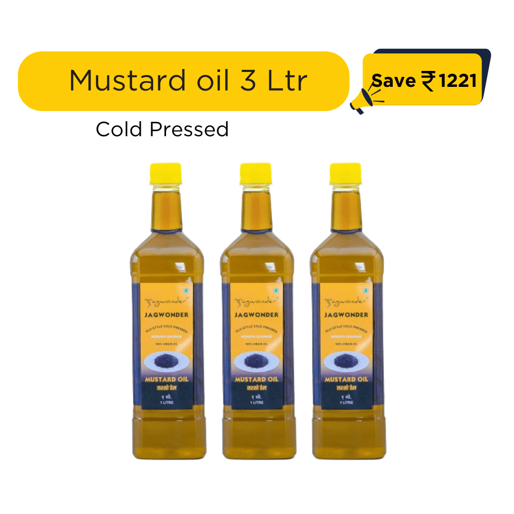 Jagwonder Cold Pressed Mustard Oil 3 litre (1 Litre 3 Bottles)