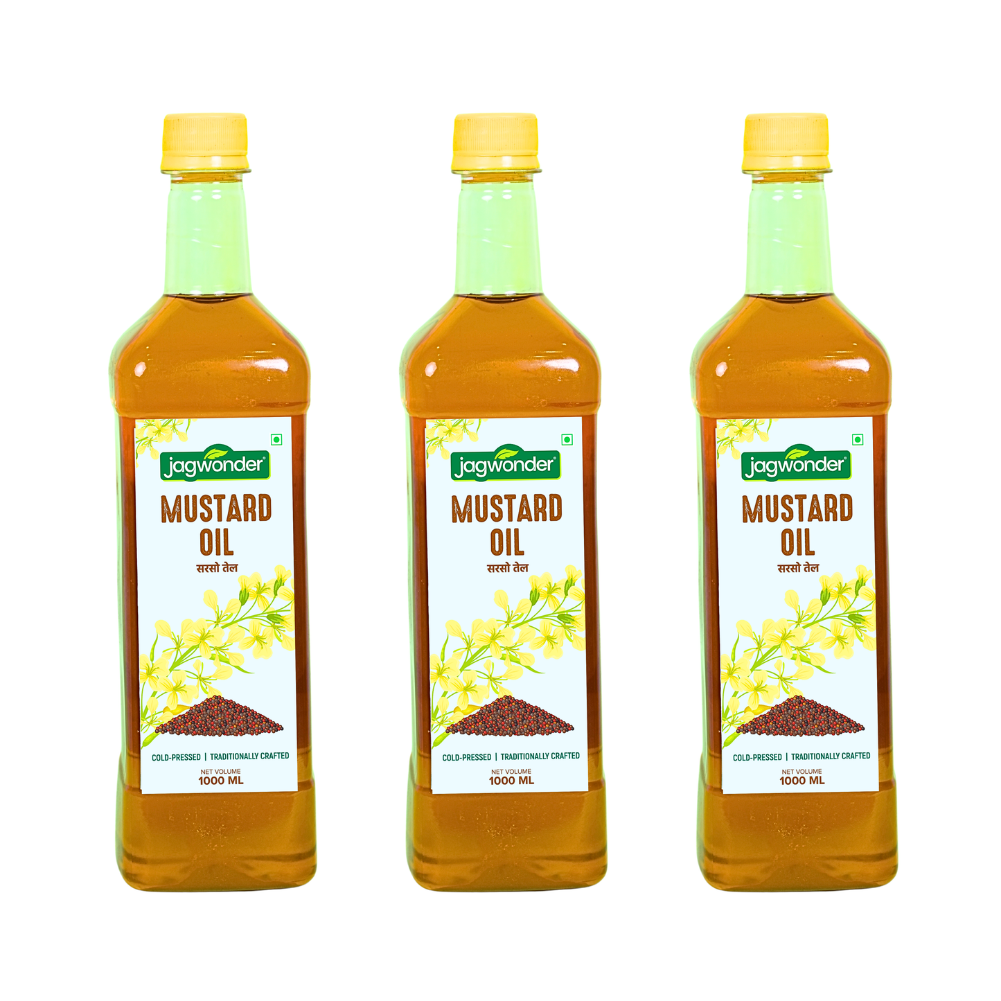 Jagwonder Cold Pressed Mustard Oil 3 litre (1 Litre 3 Bottles)