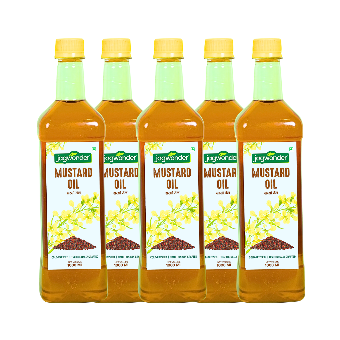 Jagwonder Cold Pressed Mustard Oil 5 ltr (1 Ltr 5 Bottles)