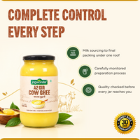 Jagwonder A2 Gir Cow Ghee 1 Ltr, Lactose free and infused with tulsi for balancing tridosha , Billona Method, Cultured, Glass Jar