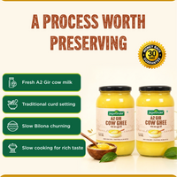 Jagwonder A2 Gir Cow Ghee 250ml ( 125ml*2) Lactose free ,  infused with tulsi for balancing tridosha , | Cultured, Bilona Method, Pure Desi Ghee | Made in Small Batches
