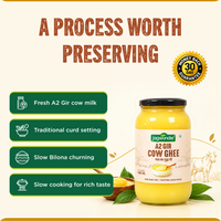 Jagwonder A2 Gir Cow Ghee 1 Ltr, Lactose free and infused with tulsi for balancing tridosha , Billona Method, Cultured, Glass Jar
