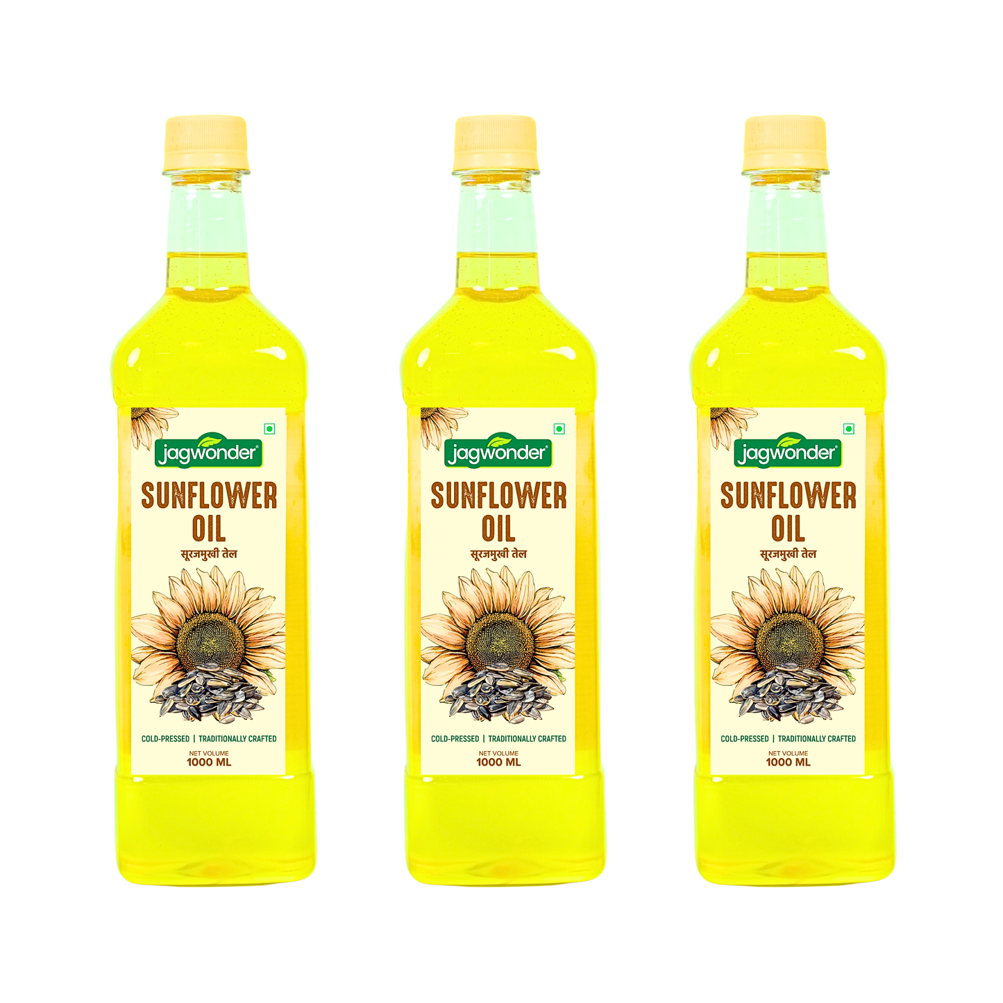 Jagwonder Cold Pressed Sunflower Oil 3 litre (1 Litre 3 Bottles)