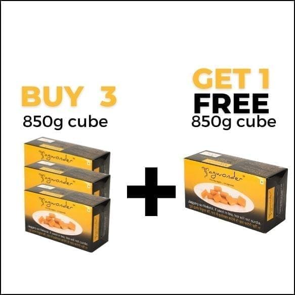 Jagwonder Jaggery Cubes 850gm  × 4 Packs in 5 gm Cubes form